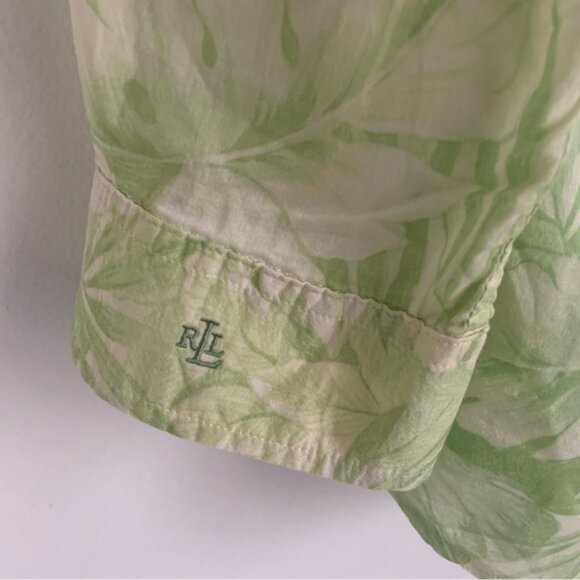 Lauren Ralph Lauren Green Floral Print Blouse - Picture 5 of 8